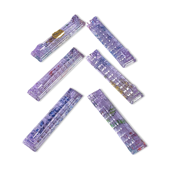 Set of 6 bohemian purple glass knife holders