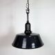Industrial Black Enamel Factory Lamp with Porcelain Top, 1950s