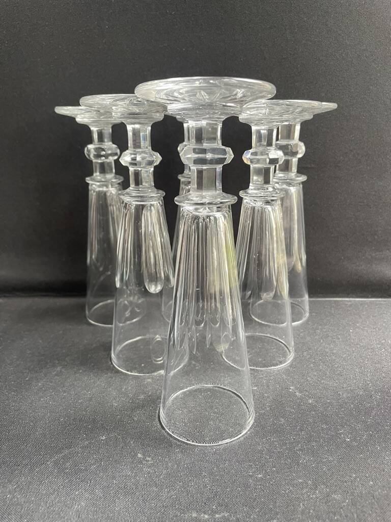 6 Baccarat/Saint Louis champagne flutes - Mid 19th century