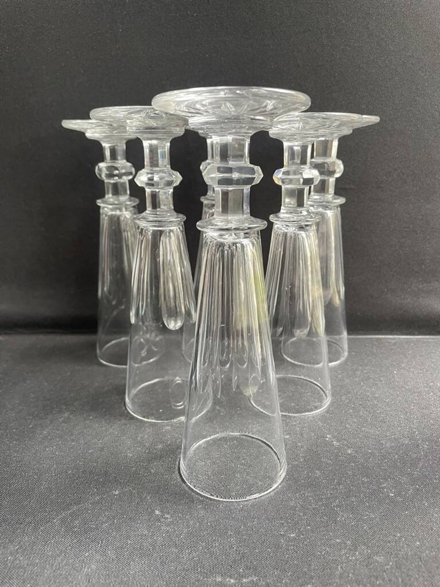 6 Baccarat/Saint Louis champagne flutes - Mid 19th century