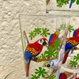 Six vintage parakeet glasses