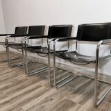 Mid-century chromed leather chairs