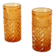 Duo de verres à whisky, ambré, long drink, 1970