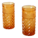 Duo de verres à whisky, ambré, long drink, 1970