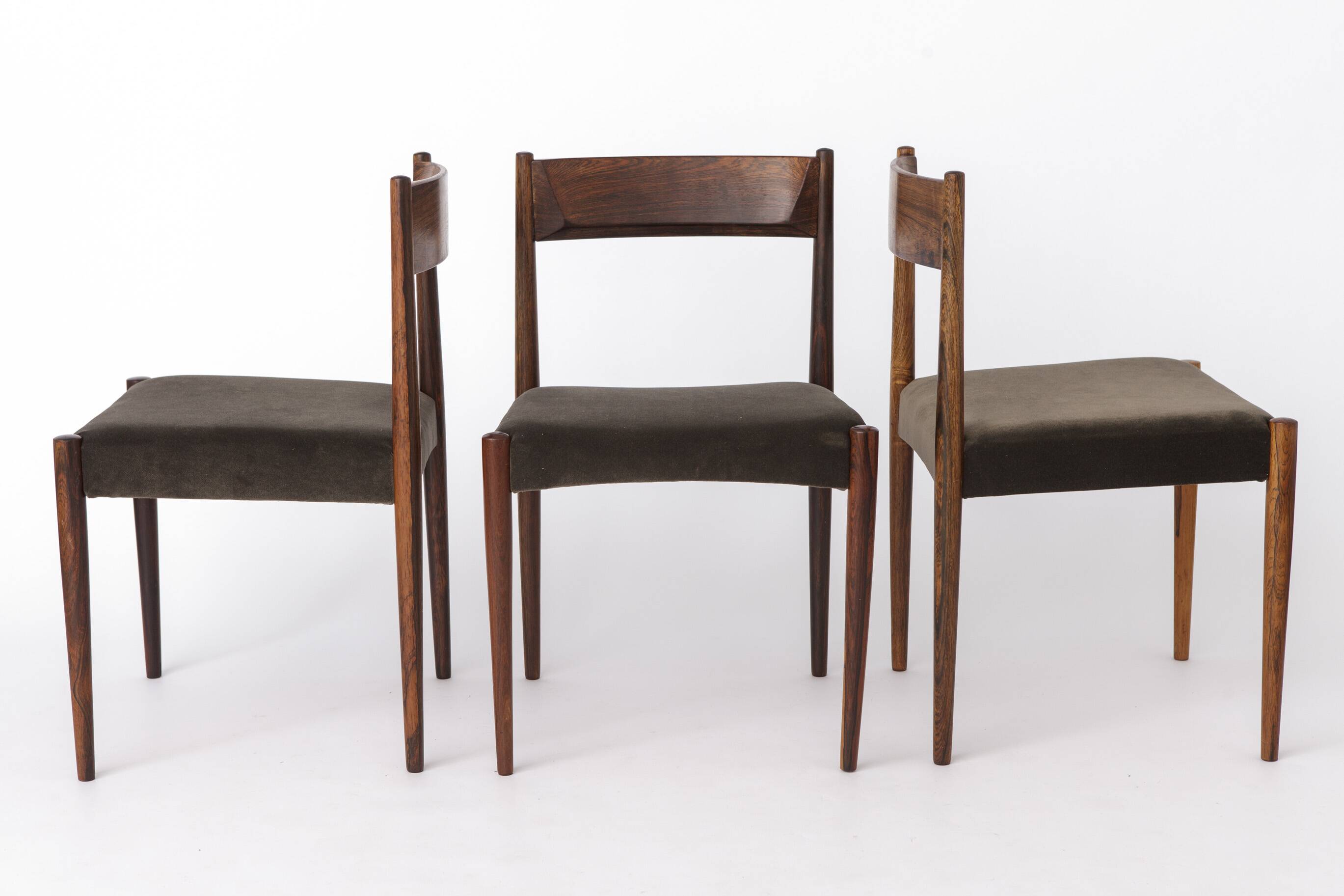 Set of 3 Vintage Rosewood Dining Chairs, 1960s Mid Century Modern Chairs