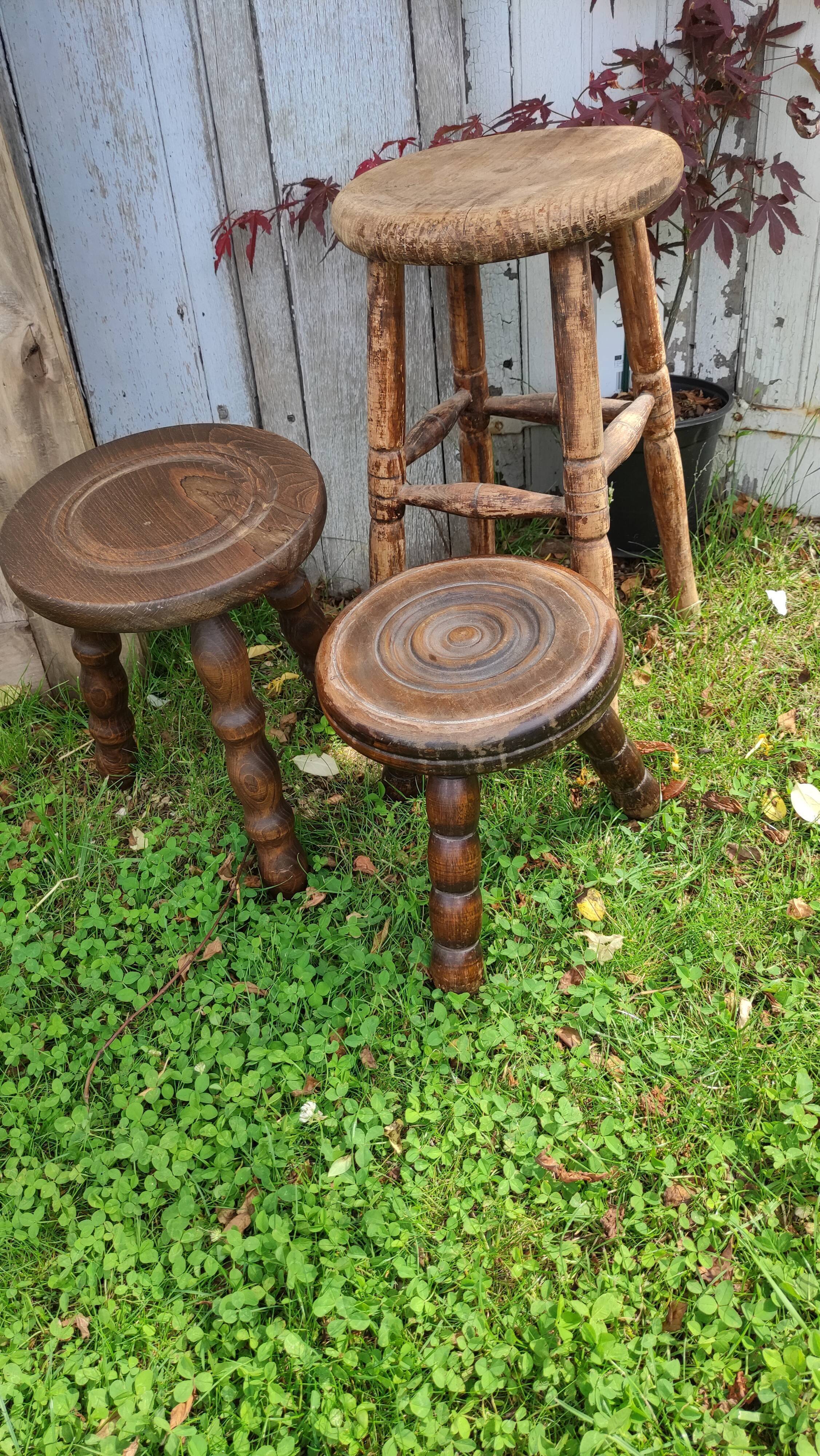 Vintage wooden stool, beautiful patina