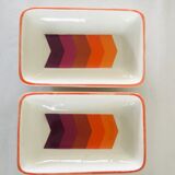 Service gien en porcelaine émaillée modèle "flèches" années 70