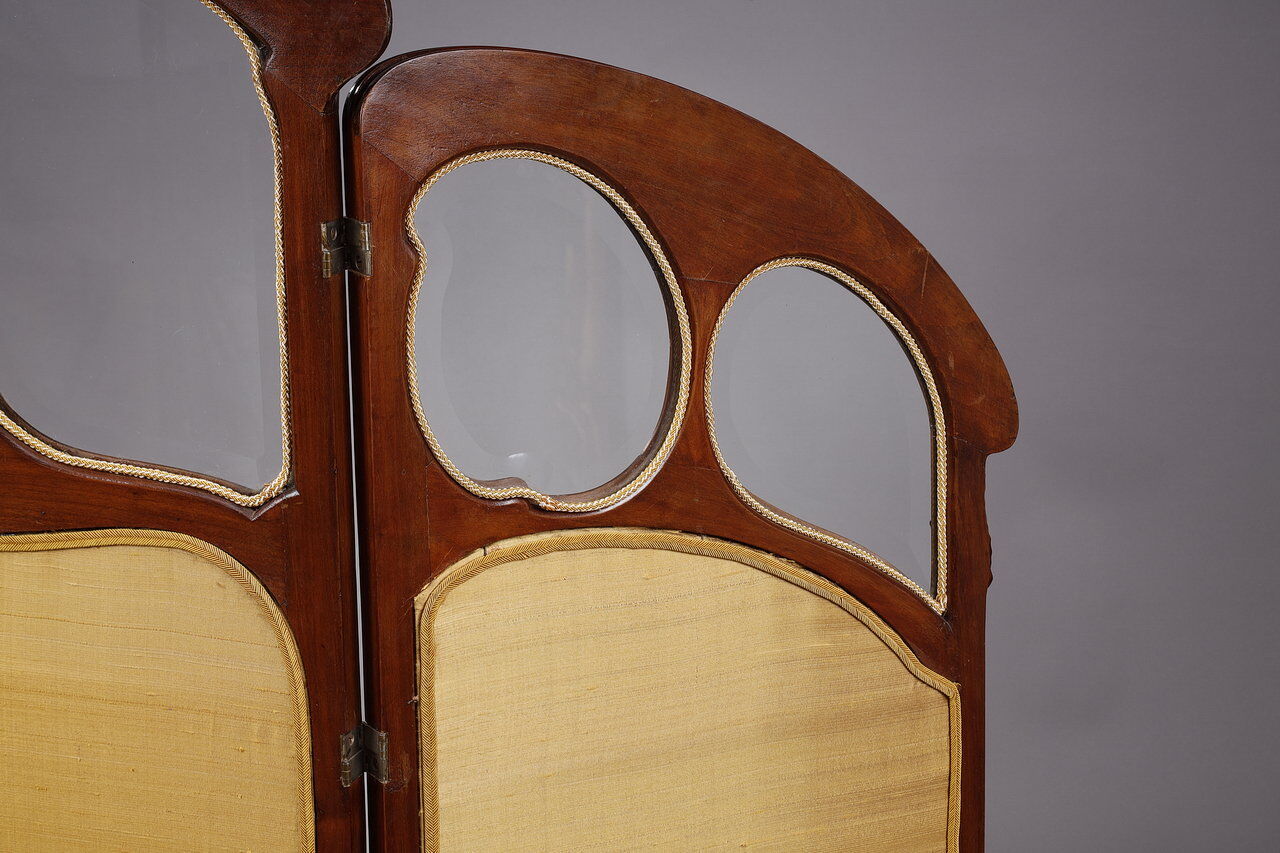 1900 three-leaf mahogany screen by Felix Bernard