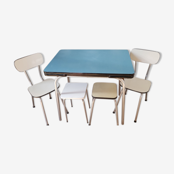 Ensemble formica  table à  rallonges 2 chaises et 2 tabourets
