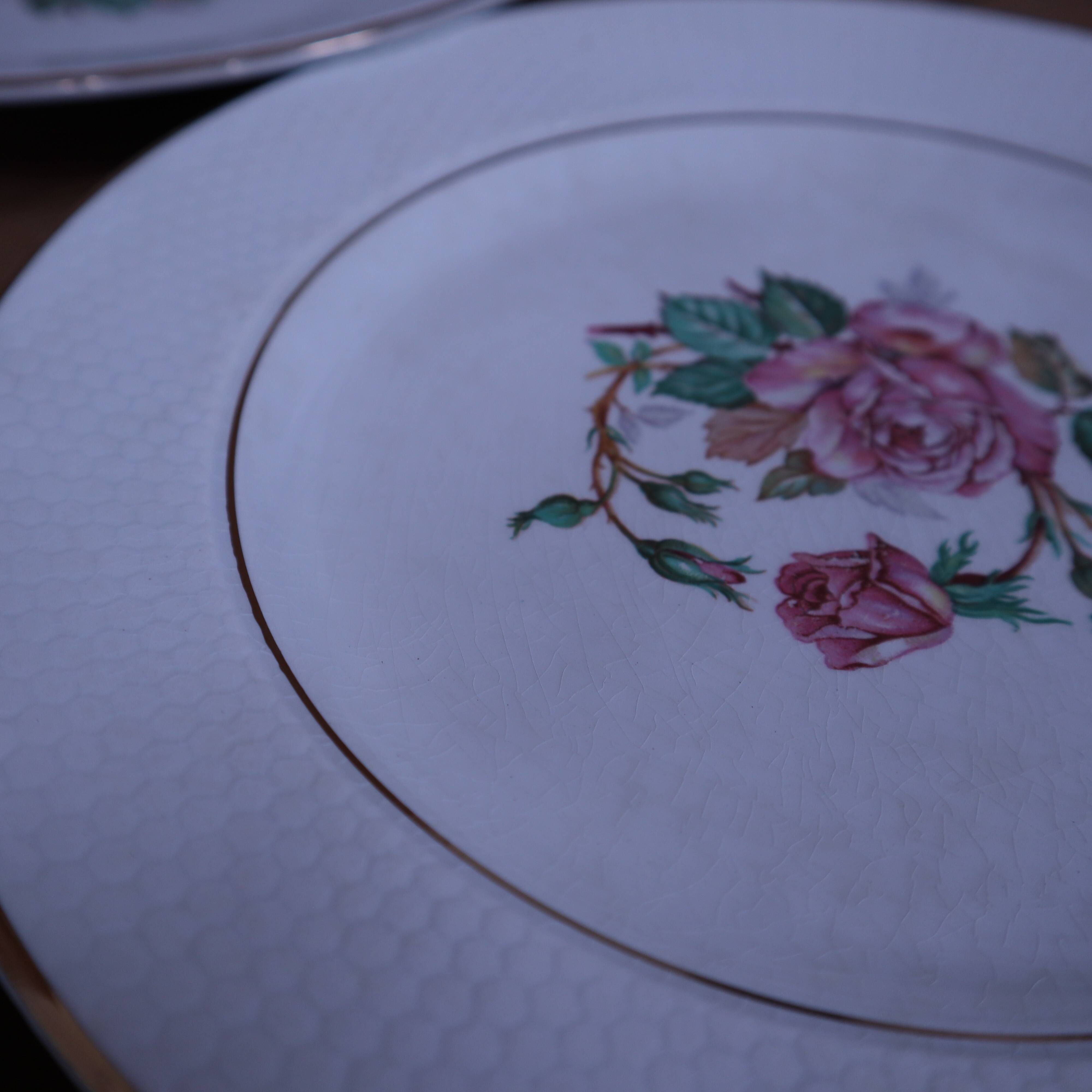 6 floral half porcelain dinner plates KIFO Amandinoise