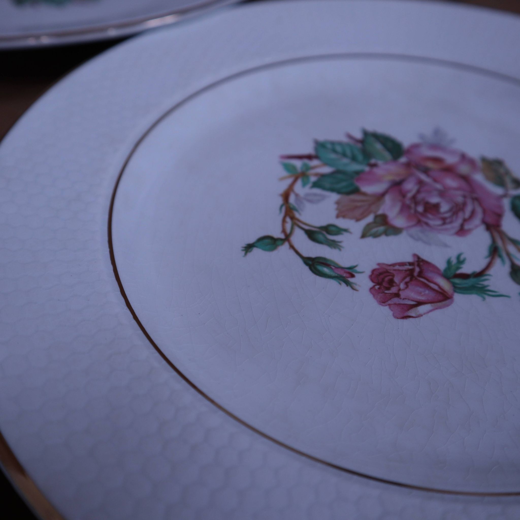 6 floral half porcelain dinner plates KIFO Amandinoise