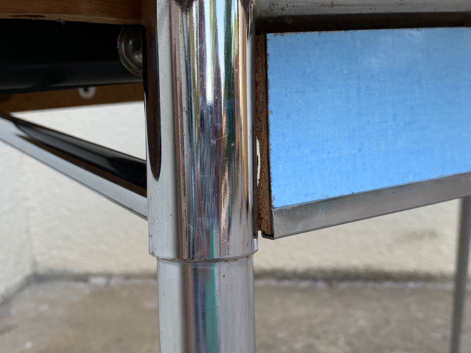 Blue formica table Sogemap 1960