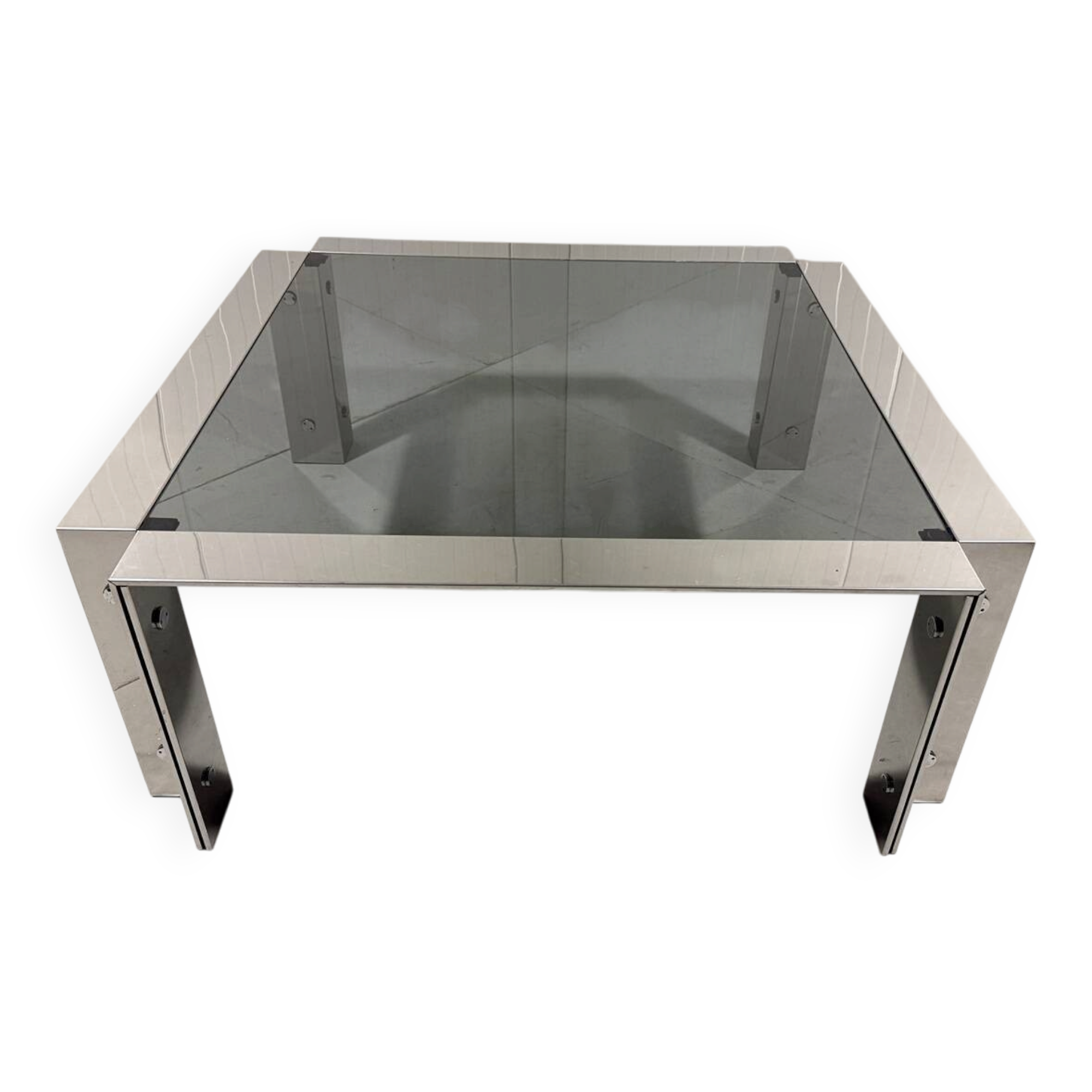 Chrome plated & smoked glass low coffee table 1960’s