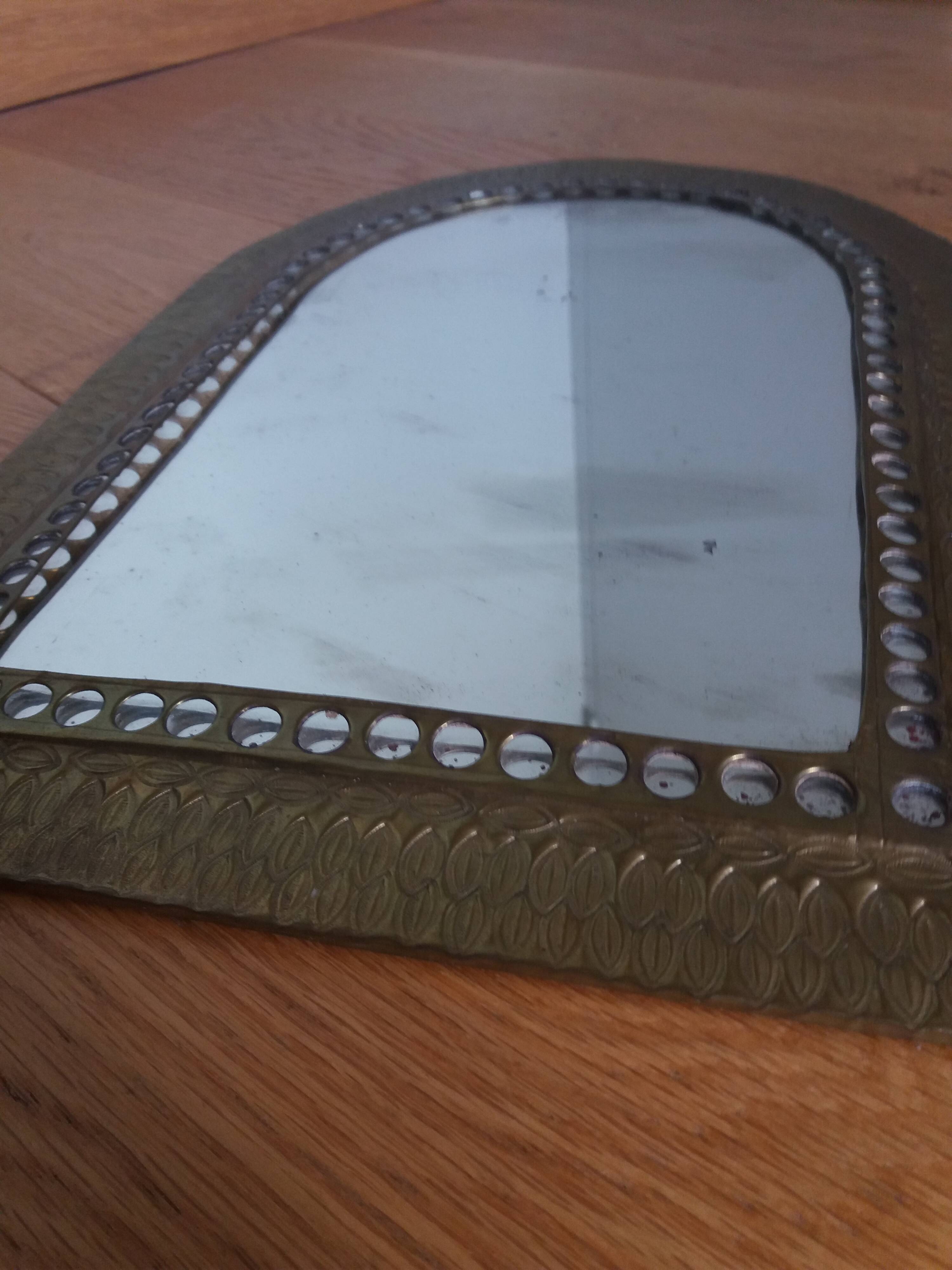 Oriental brass mirror 36x26