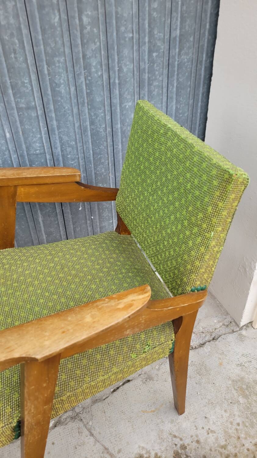 Pair of vintage bridge armchairs 1950s designer compass feet