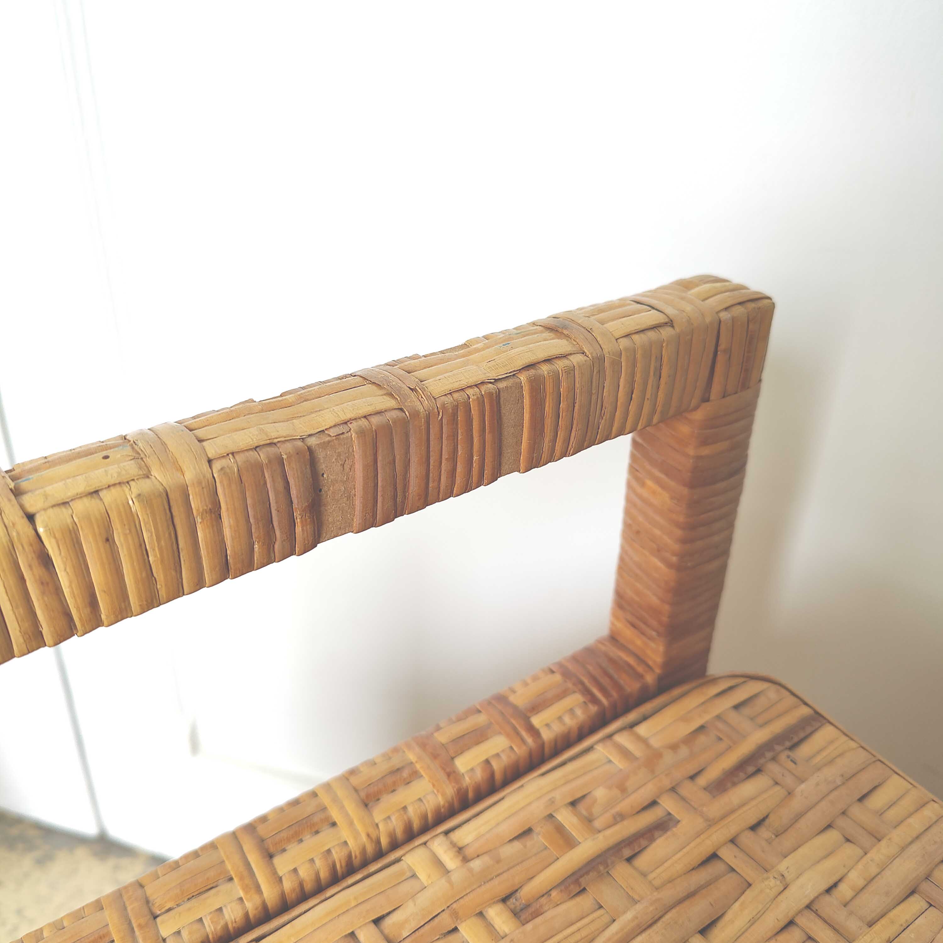 Rattan bench toy chest