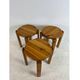 Set of three solid pine stools, 1970s.