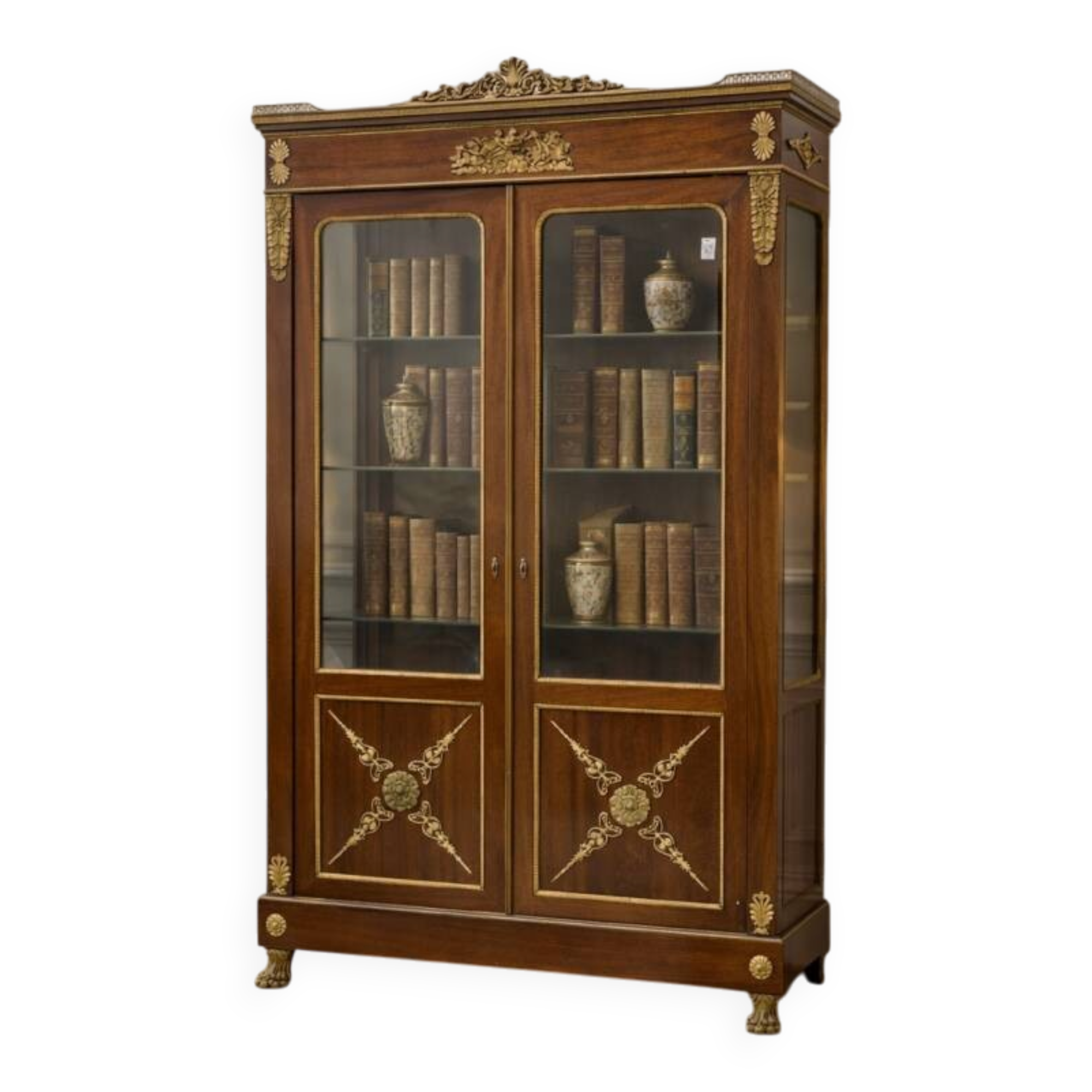 Unique Empire library display cabinet, France, circa 1820.