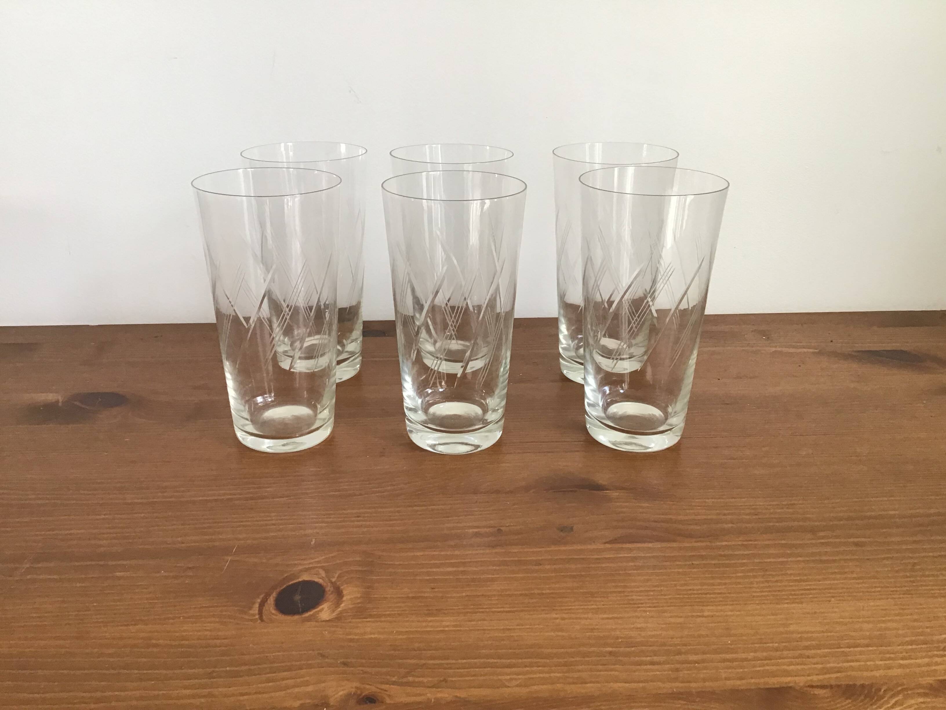 6 antique crystal water glasses
