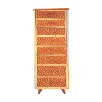 Vintage rattan chest of drawers