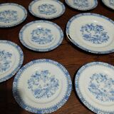 Dessert service twelve plates and round dish Bavaria China blau porcelain
