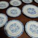 Dessert service twelve plates and round dish Bavaria China blau porcelain