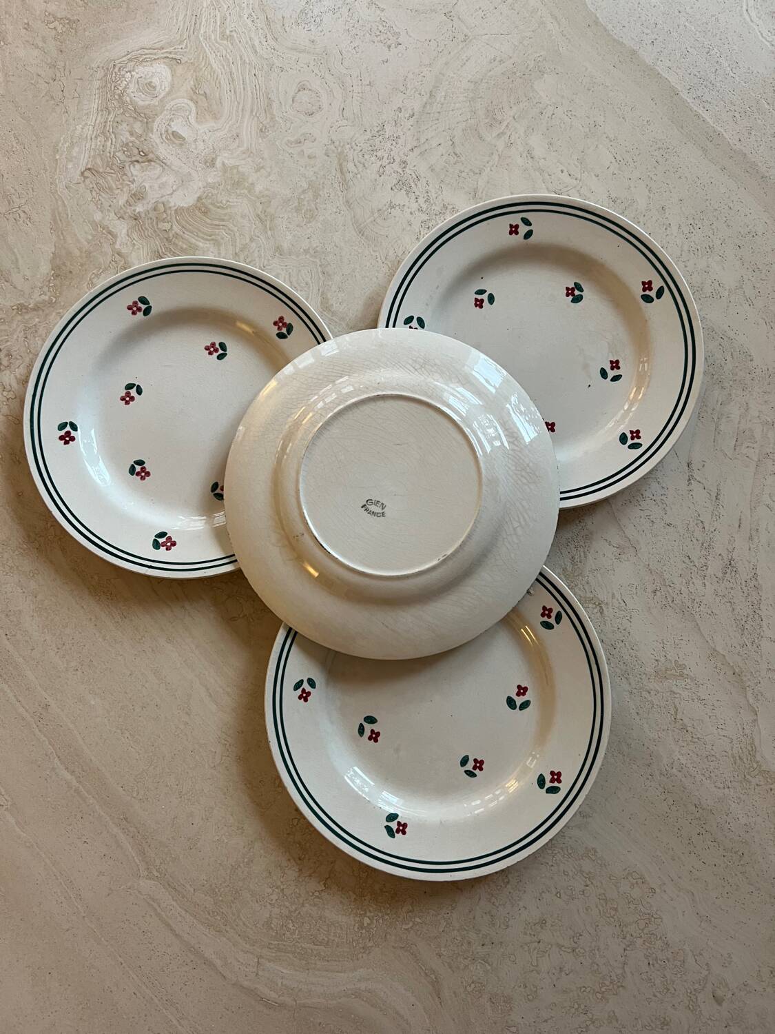Vintage Gien earthenware dessert plates (4)