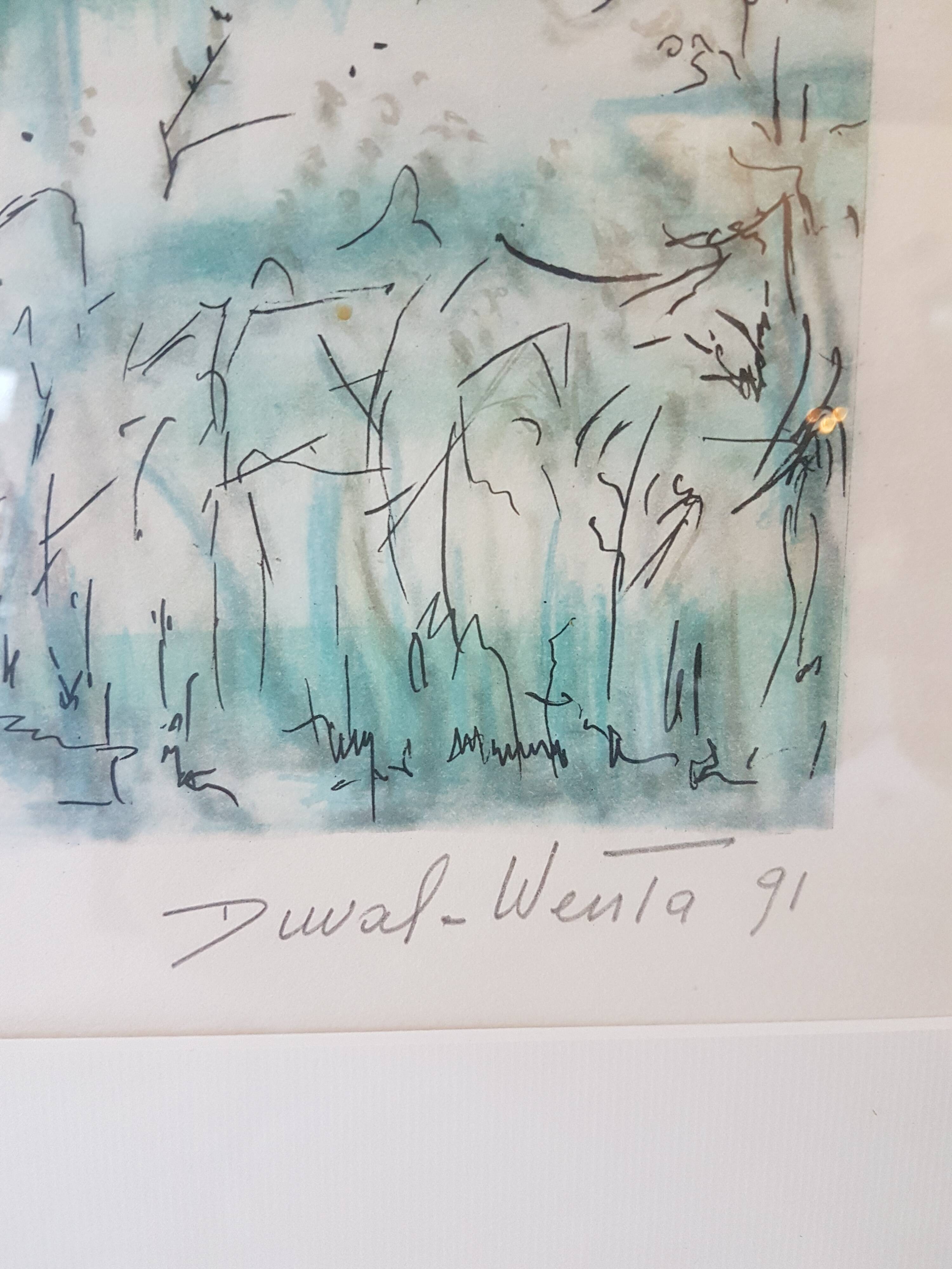 Aquarelle bocage normand signée