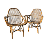 Pair of vintage rattan armchairs
