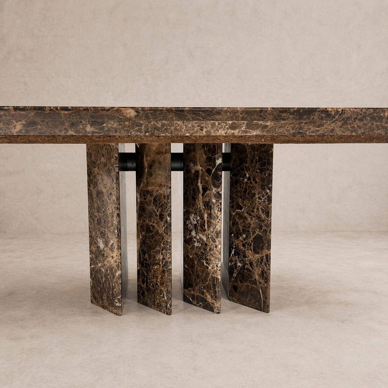 Italian design Emperador marble coffee table, 1980s