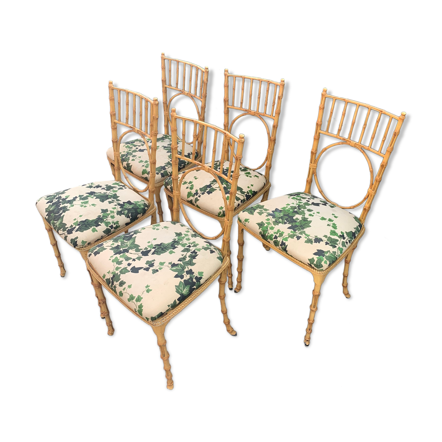 Vintage wrought iron bamboo chairs