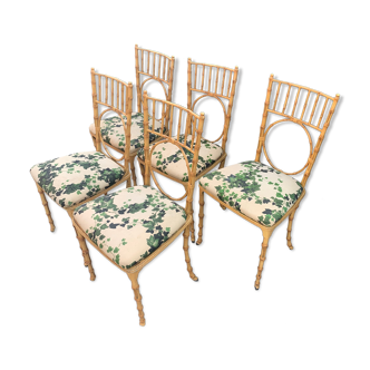 Vintage wrought iron bamboo chairs