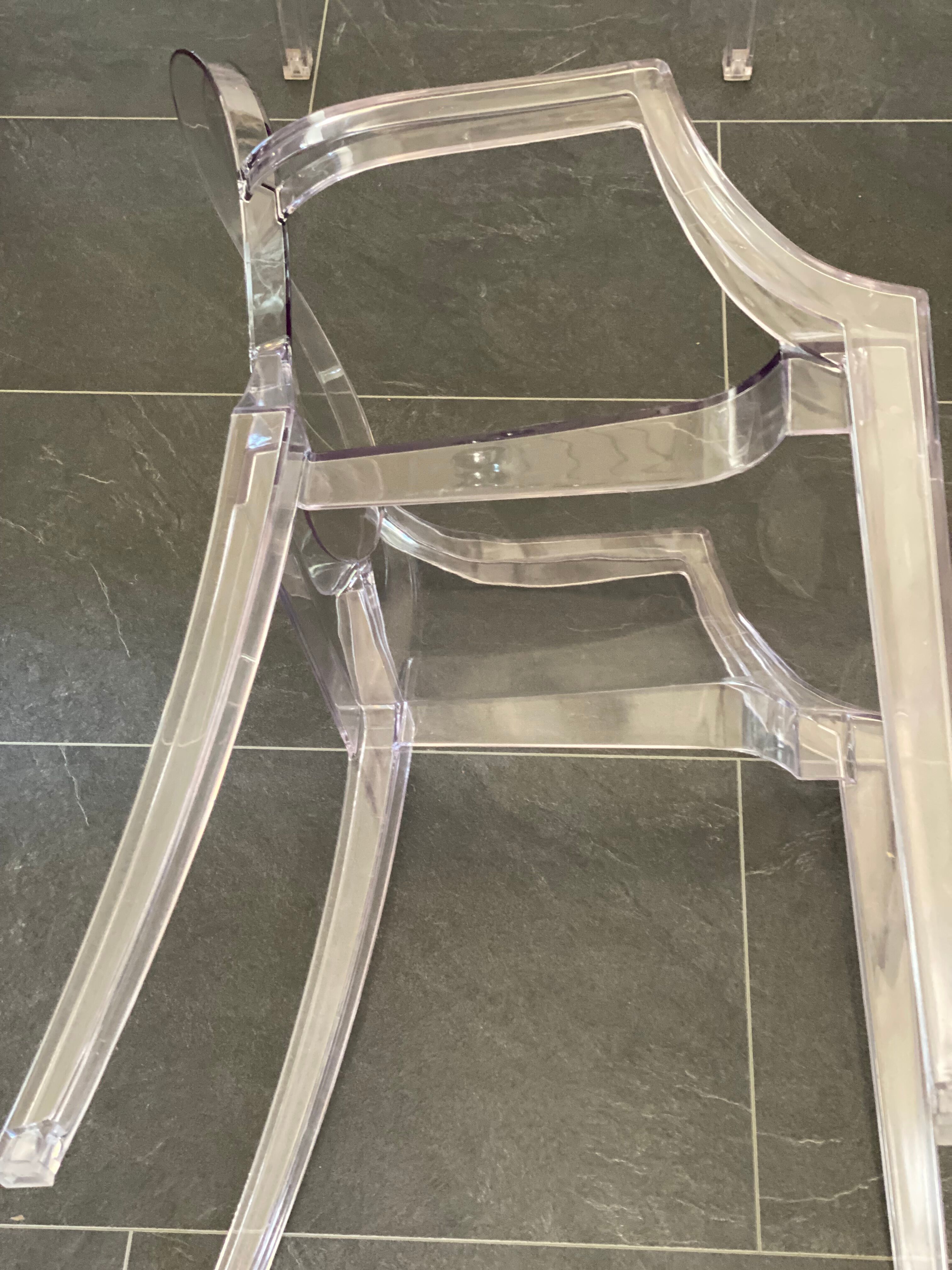 Set of six vintage transparent polycarbonate chairs