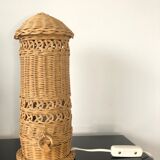Lampe de chevet en rotin année 50