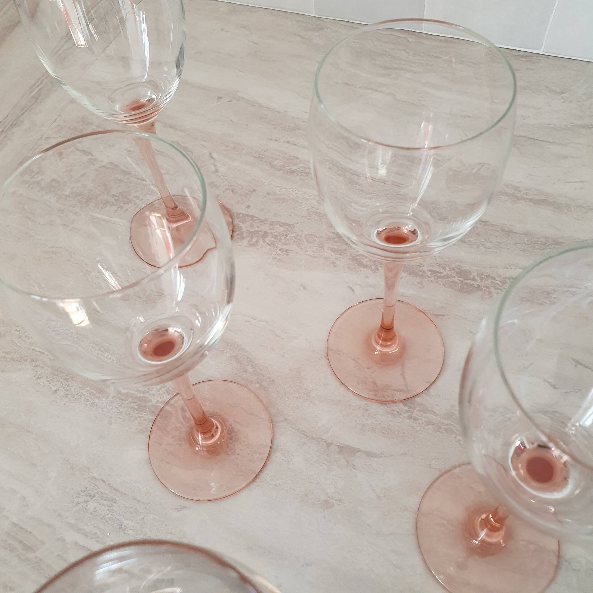 6 Verres à vin / verre à pied Rose