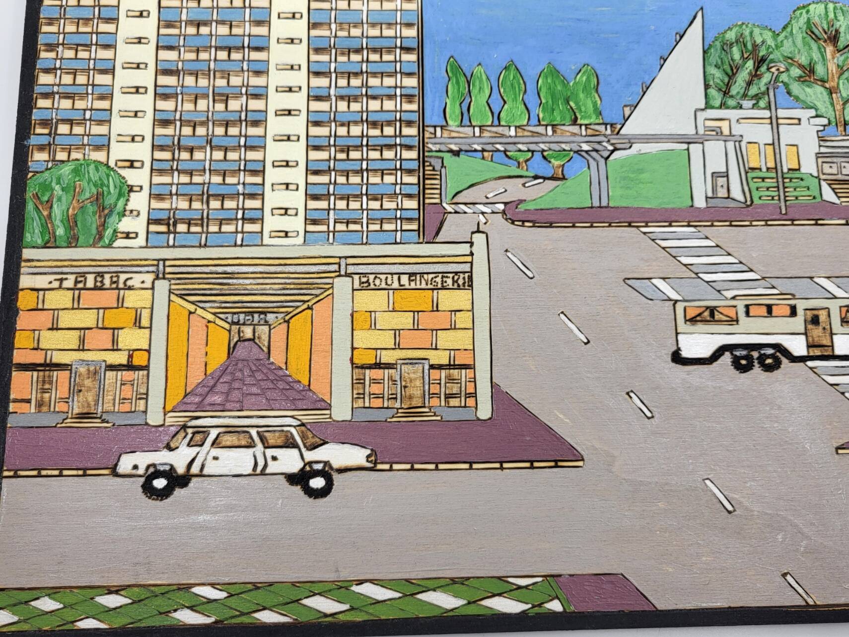 Naive Art painting painting on wood