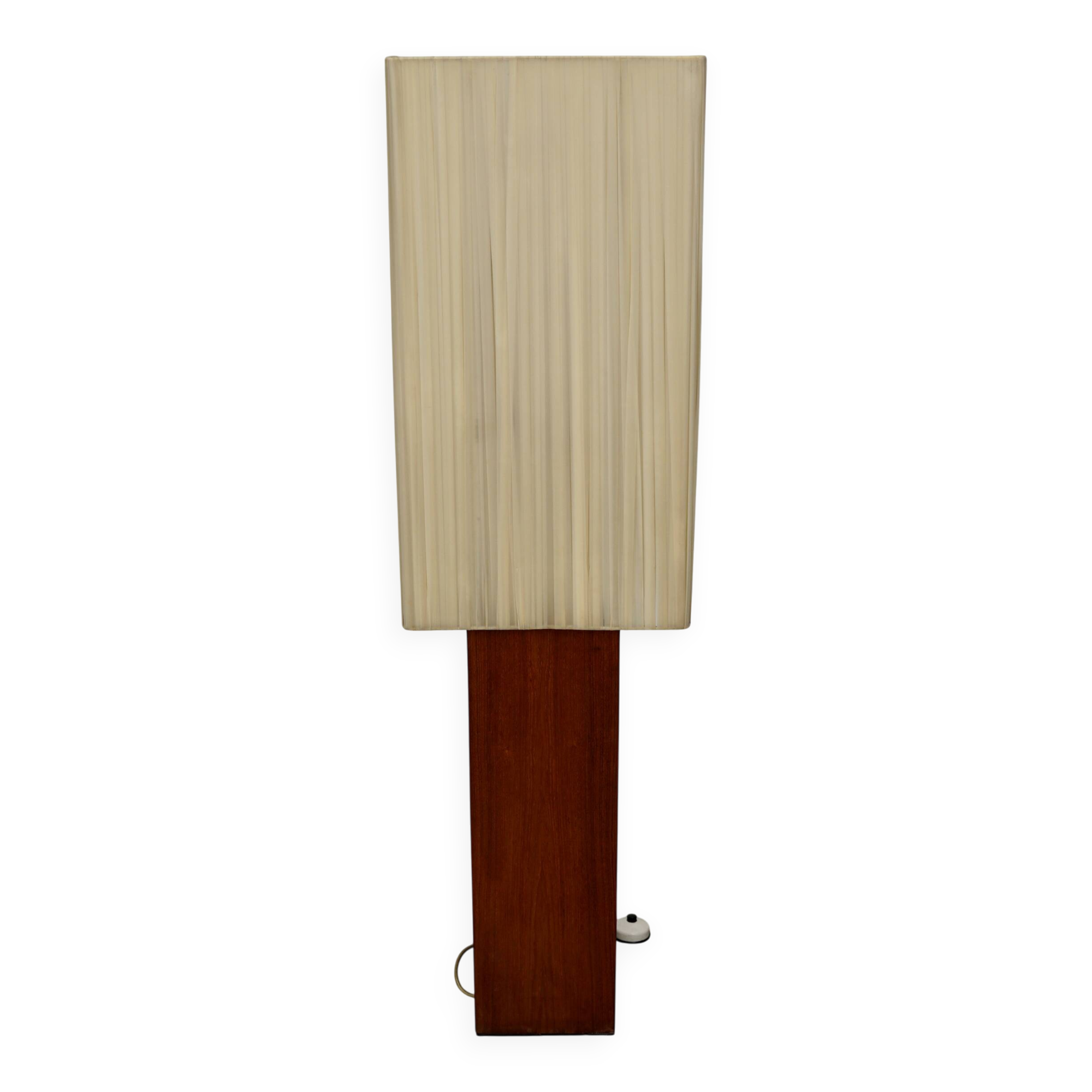 Lampadaire en teck avec abat-jour carré beige, années 1960-70