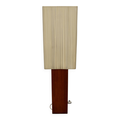 Lampadaire en teck avec abat-jour carré beige, années 1960-70
