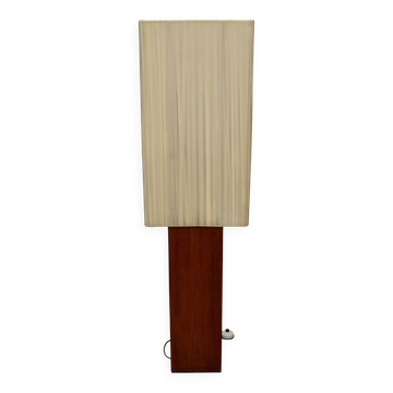 Lampadaire en teck avec abat-jour carré beige, années 1960-70