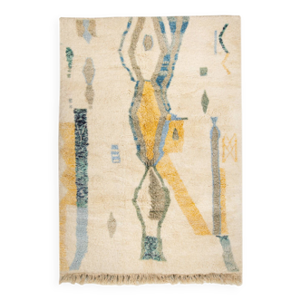 Berber mrirt ecru rug with colored parts 284 x 200 cm