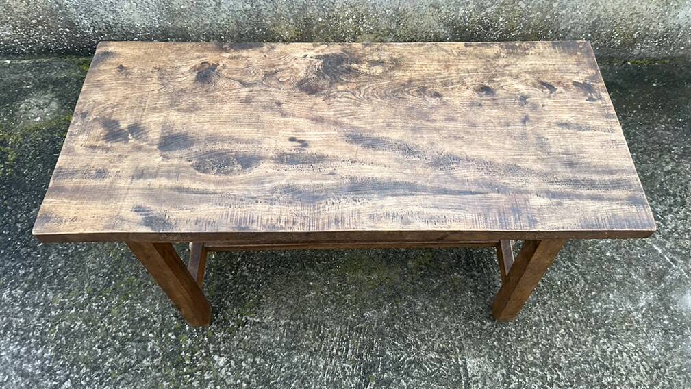 Farmhouse coffee table, solid oak, vintage, early 20th century.