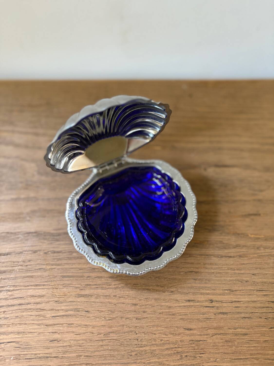 Vintage blue glass shell butter dish from Italy, 1960s