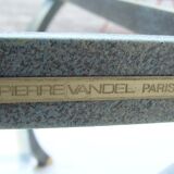 Vintage coffee table, metal and glass, Pierre Vandel