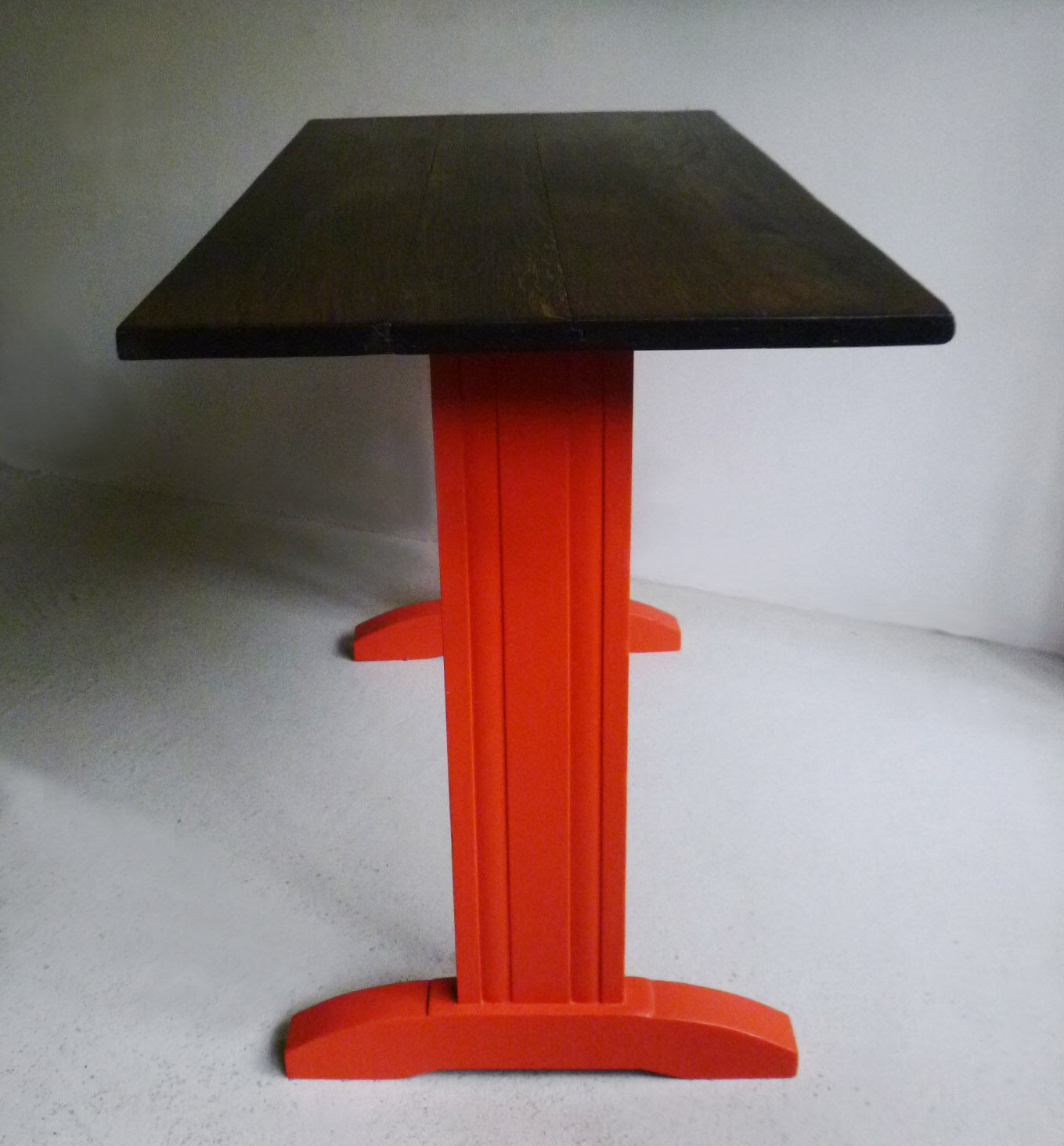 Oak, black and orange bistro table
