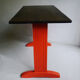 Oak, black and orange bistro table