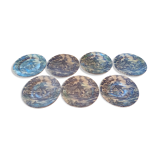 7 Lunéville blue dessert plates