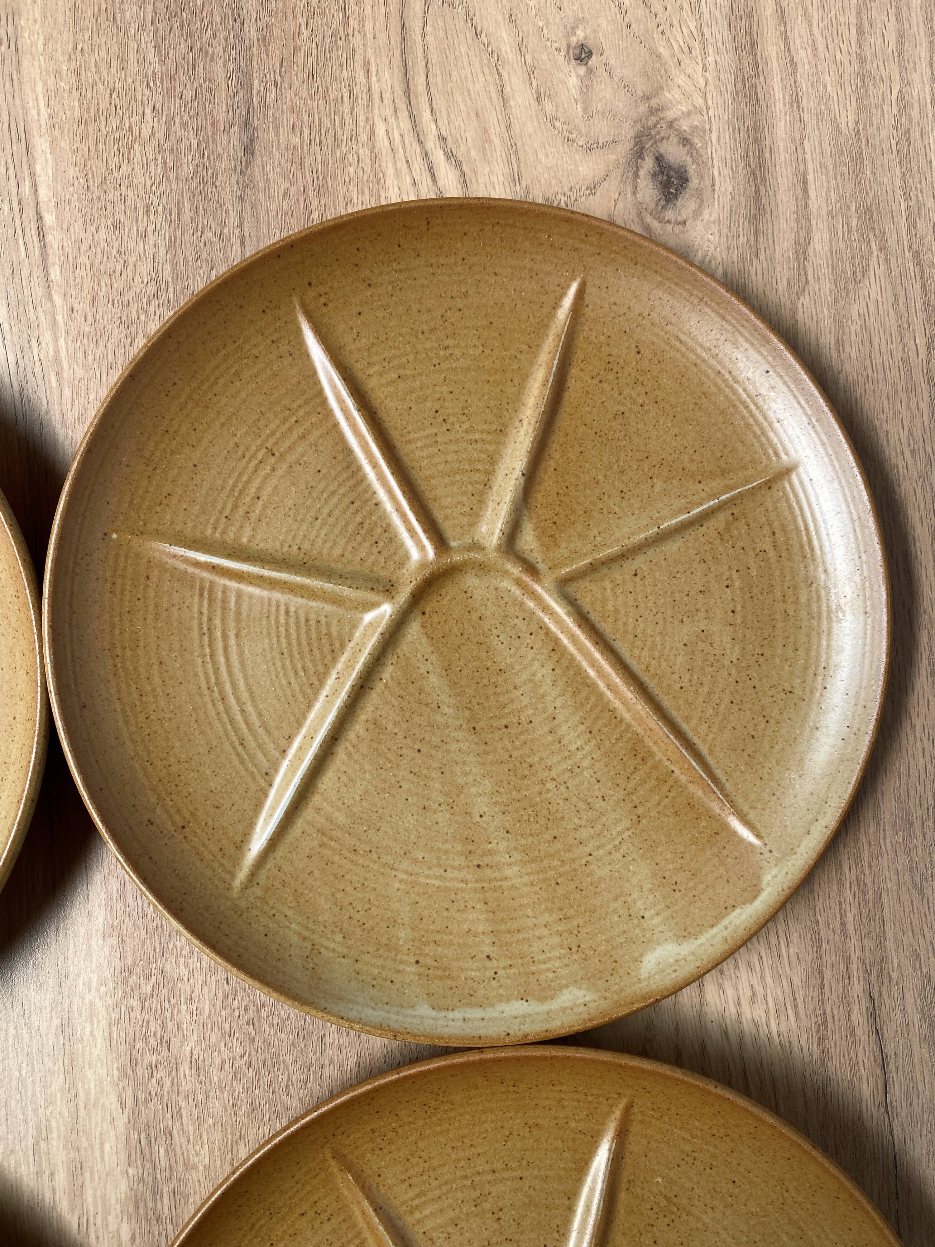 Set of 6 CNP Village stoneware fondue plates