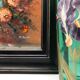 Tableau, peinture à l'huile, nature morte, bouquet de fleurs, signé "M.Meigne"