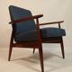 Vintage armchair natural wool blue marin modern design by H.Lis