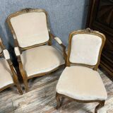 Set of Louis XV style seats in molded and carved wood circa 1900